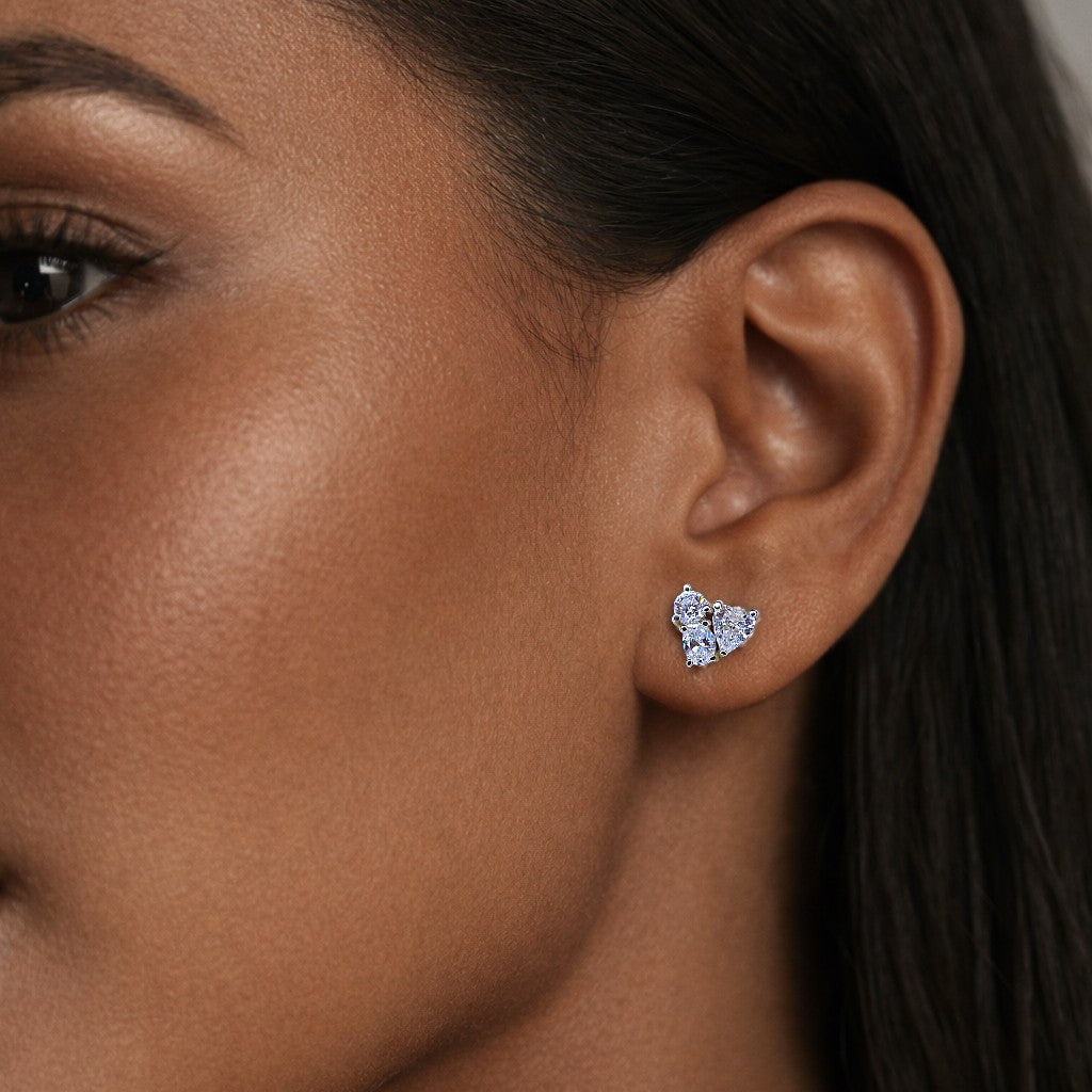 Heart Cluster Diamond Studs