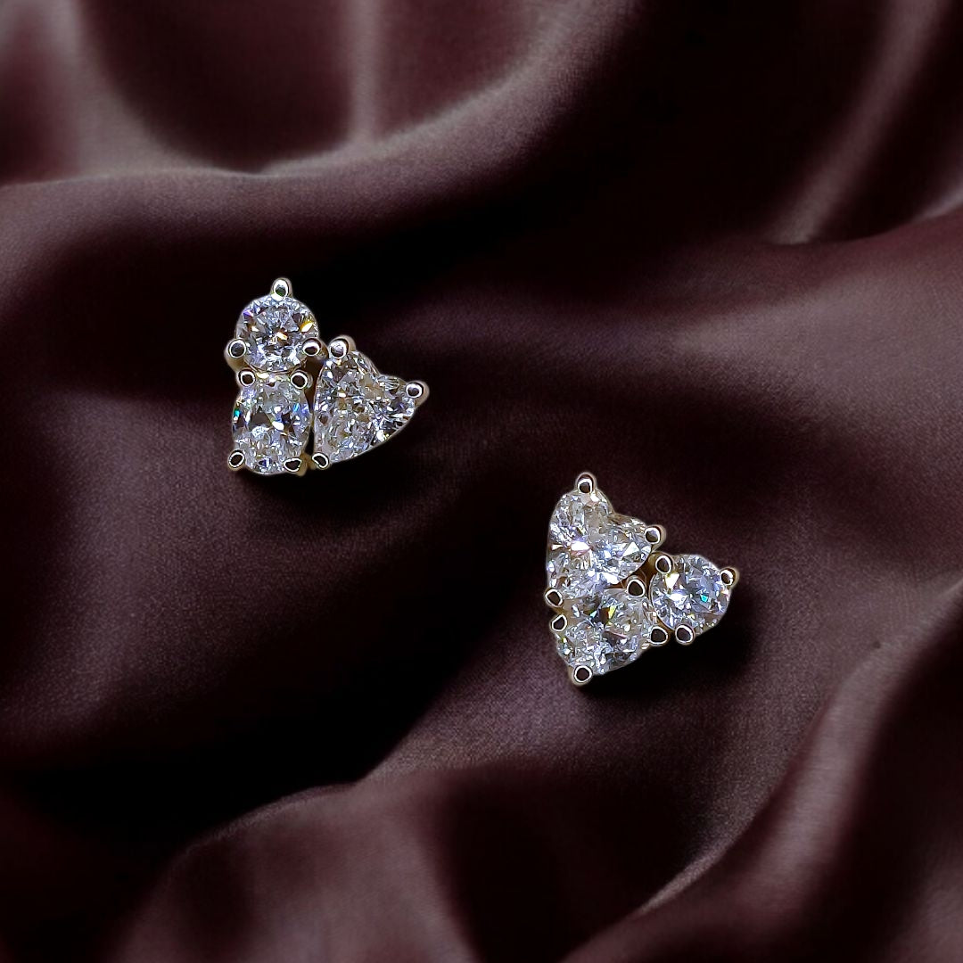 Heart Cluster Diamond Studs